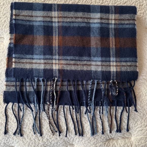 Men’s Wide Acrylic Plaid Scarf with fringe - Picture 3 of 5